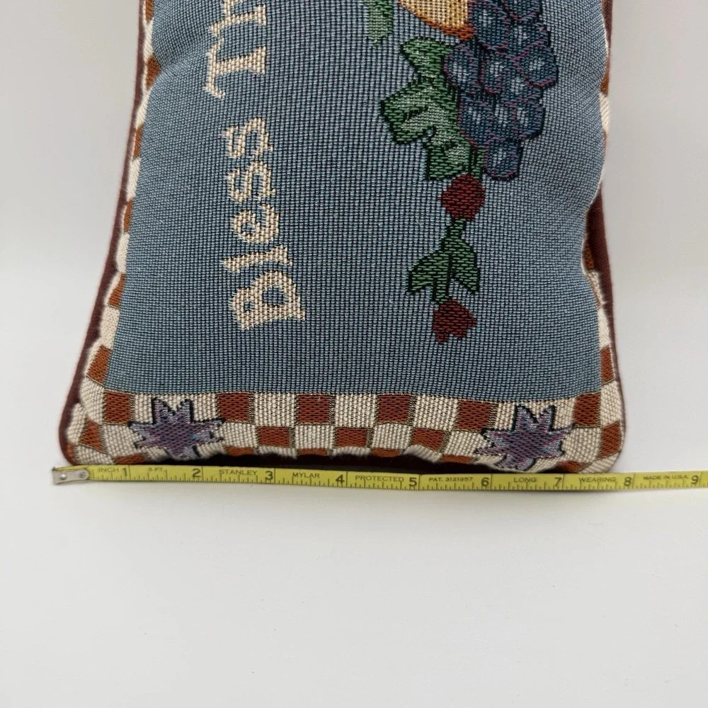 Vintage Jim Shore Throw Tapestry Pillow Bless This Bounty Cottage Fruit Clean